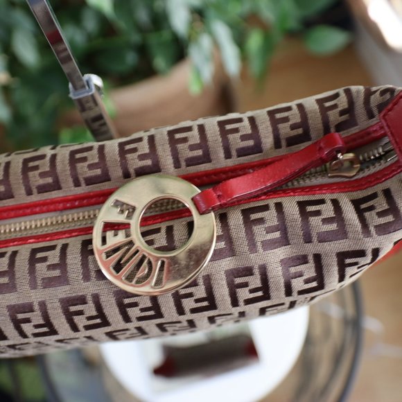 Fendi Zucco With Red Leather Trim - Picture 7 of 14